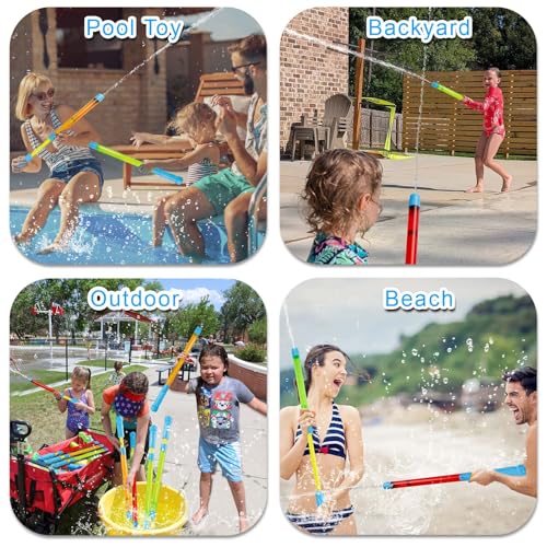 LIANORIST 6-Pack Water Guns for Kids - Expandable Squirt Guns (Up to 40ft) - Non-Toxic Pool Toys for Ages 3-12