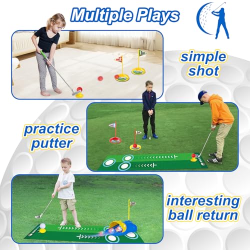 Liberry Kids Golf Set with Automatic Ball Return, Light-Up Balls, Adjustable Clubs for Ages 3-6
