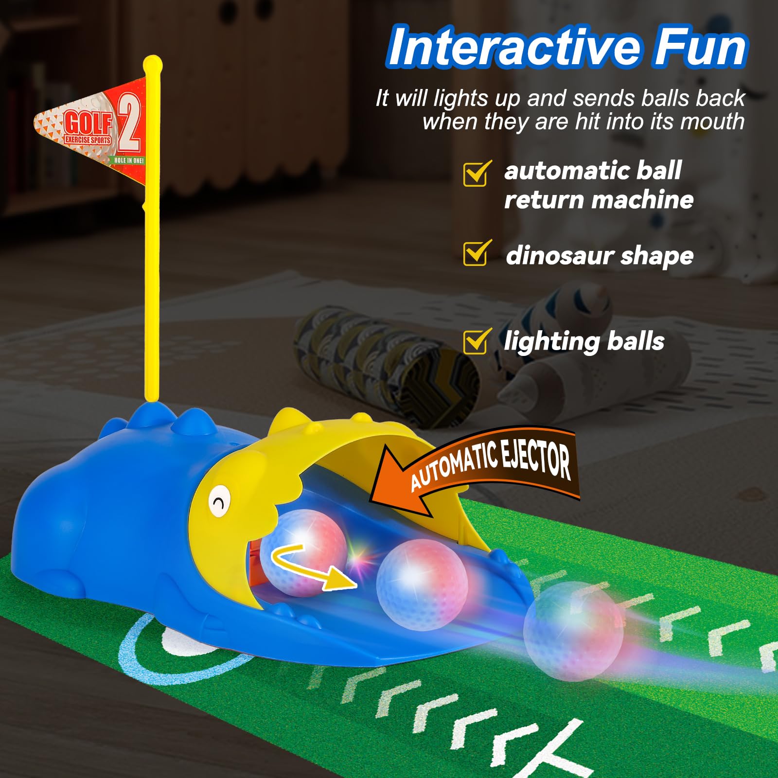 Liberry Kids Golf Set with Automatic Ball Return, Light-Up Balls, Adjustable Clubs for Ages 3-6