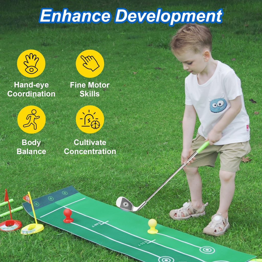 Liberry Kids Golf Set with Automatic Ball Return, Light-Up Balls, Adjustable Clubs for Ages 3-6