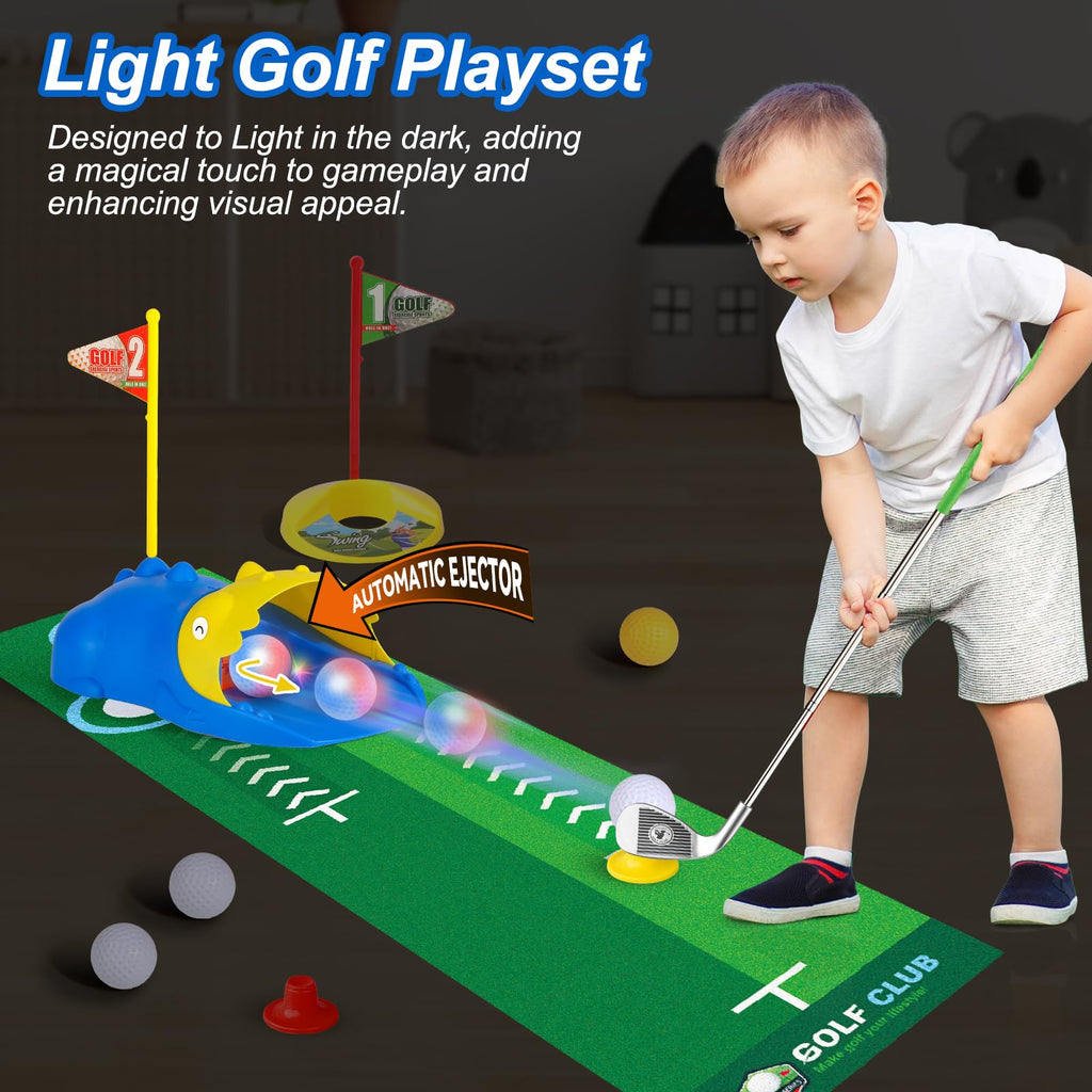 Liberry Kids Golf Set with Automatic Ball Return, Light-Up Balls, Adjustable Clubs for Ages 3-6
