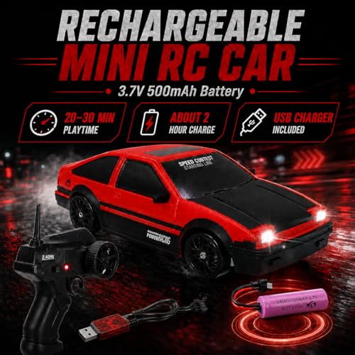 Liberty Imports 1/24 RC Drift Car - 4WD 2.4GHz with LED Lights and Drift Tires
