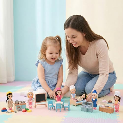 Liberty Imports Little Career Toddler Dolls Set – 6 Mini Dolls with Removable Outfits for Imaginative Play
