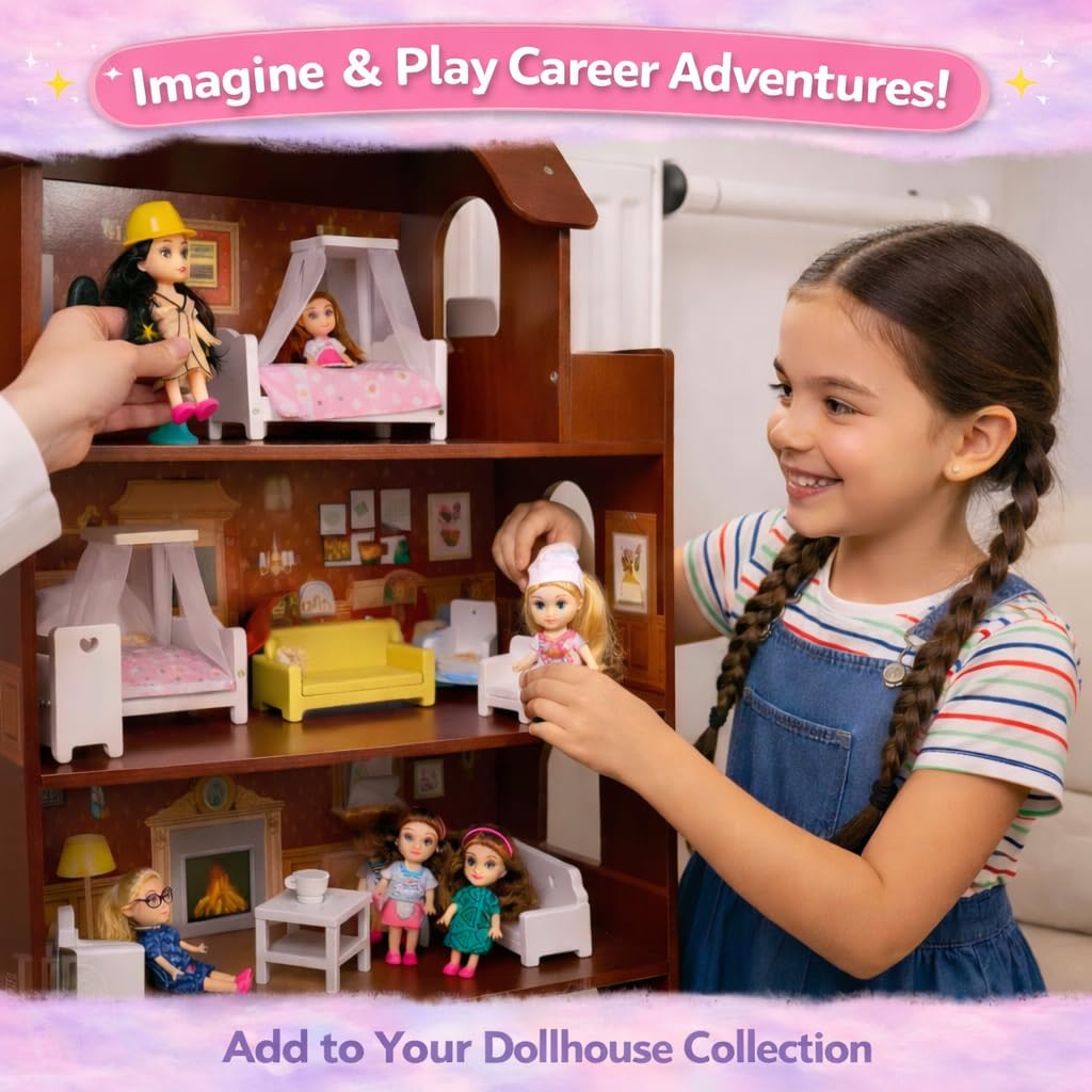 Liberty Imports Little Career Toddler Dolls Set – 6 Mini Dolls with Removable Outfits for Imaginative Play
