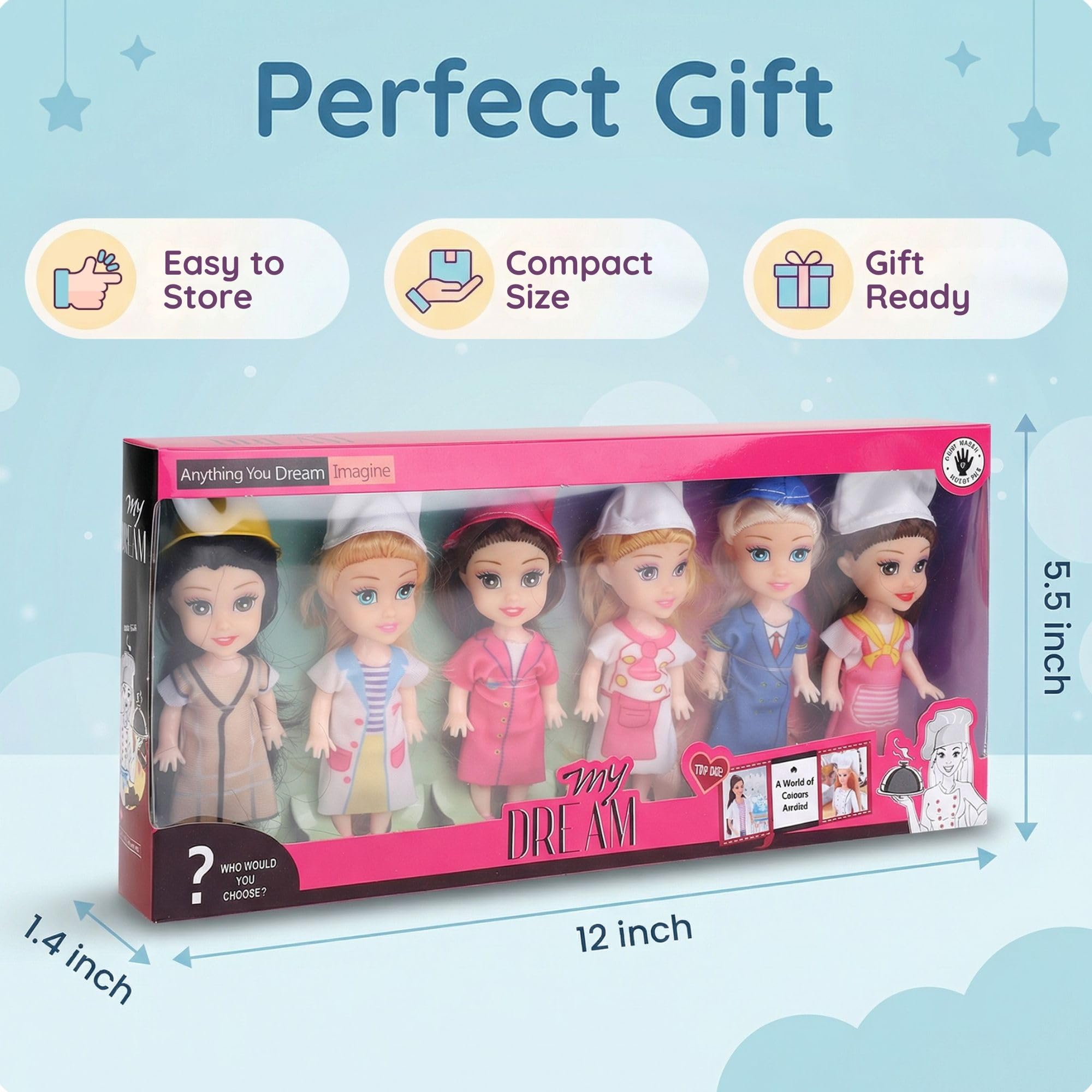 Liberty Imports Little Career Toddler Dolls Set – 6 Mini Dolls with Removable Outfits for Imaginative Play