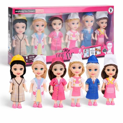 Liberty Imports Little Career Toddler Dolls Set – 6 Mini Dolls with Removable Outfits for Imaginative Play