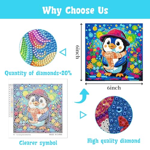 Libfx Diamond Art Kits for Kids 4-Pack – Beginner-Friendly Animal Diamond Painting for Ages 8-12 (Parrot & Cat)
