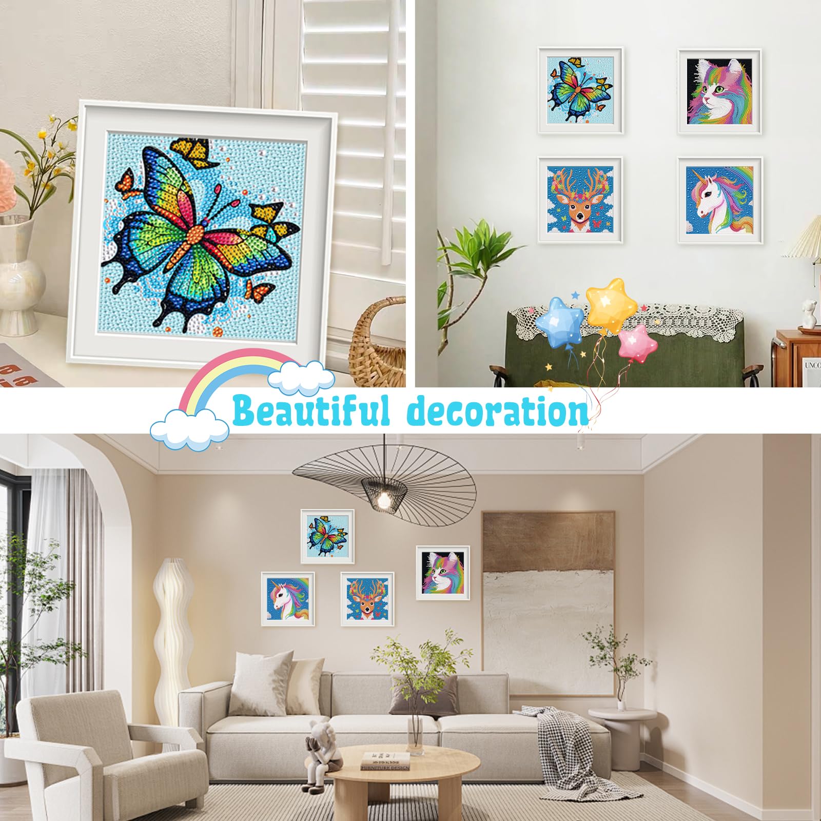 Libfx Diamond Art Kits for Kids 4-Pack – Beginner-Friendly Animal Diamond Painting for Ages 8-12 (Parrot & Cat)