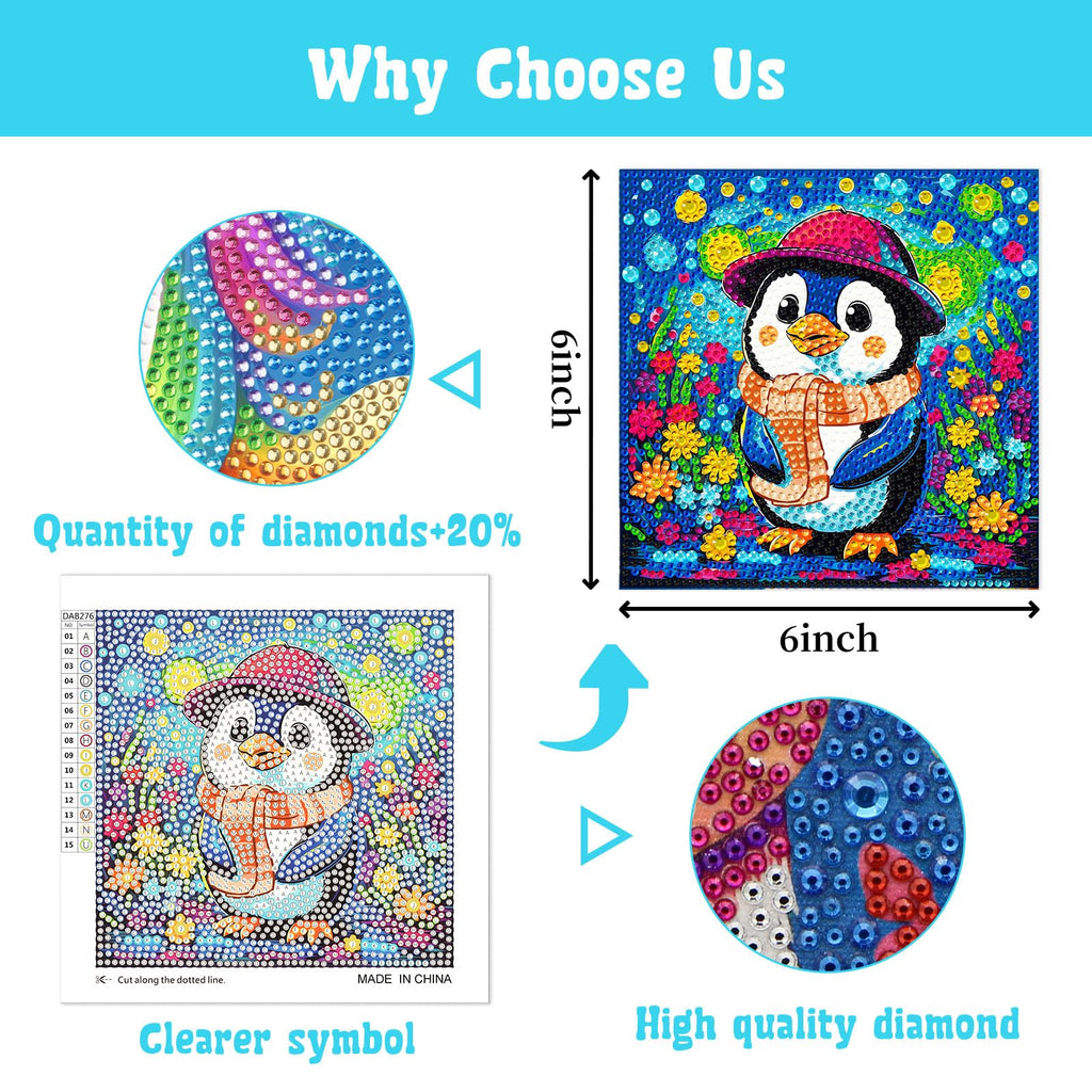 Libfx Diamond Art Kits for Kids 4-Pack – Beginner-Friendly Animal Diamond Painting for Ages 8-12 (Parrot & Cat)