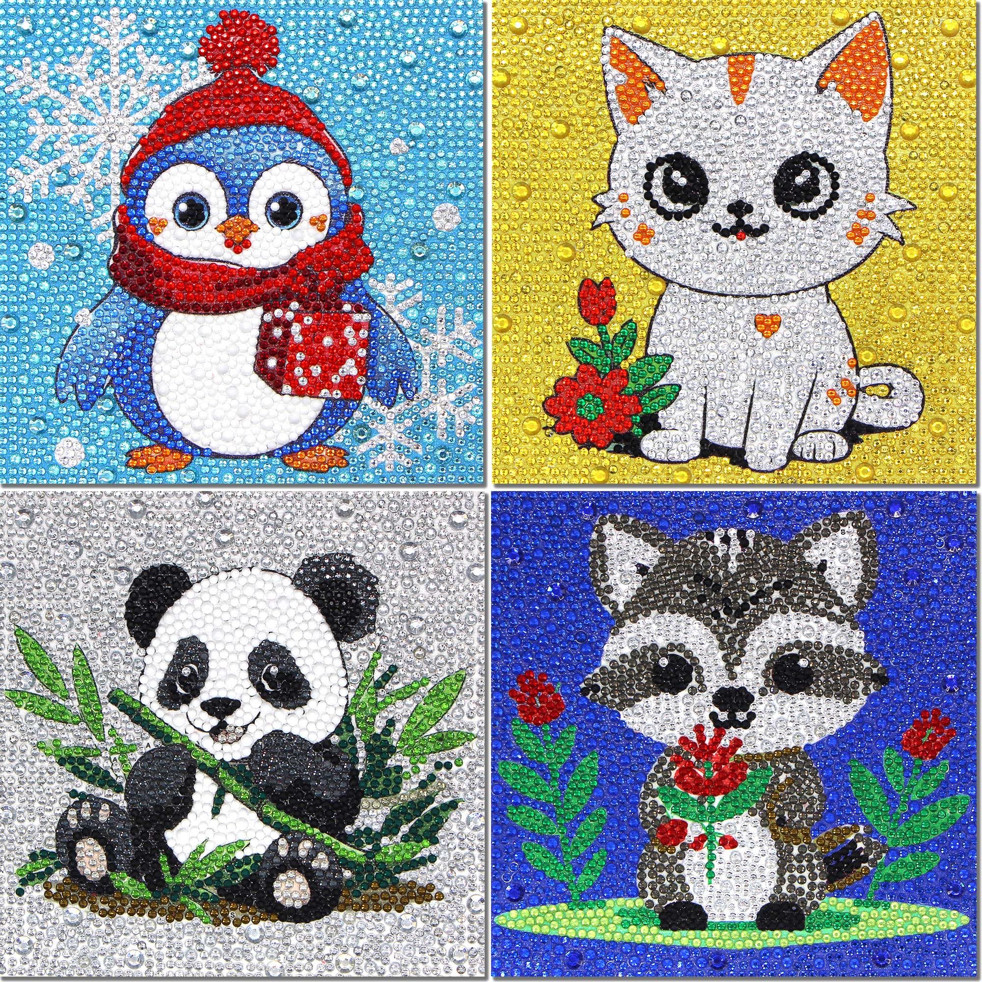 Libfx Diamond Art Kits for Kids 4-Pack – Penguin & Panda Designs for Ages 8-12