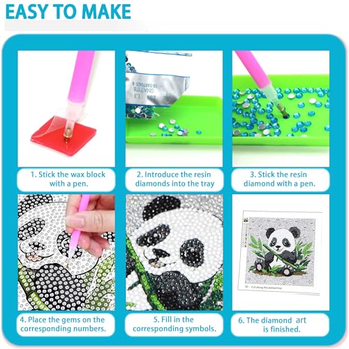 Libfx Diamond Art Kits for Kids 4-Pack – Penguin & Panda Designs for Ages 8-12