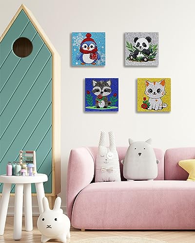 Libfx Diamond Art Kits for Kids 4-Pack – Penguin & Panda Designs for Ages 8-12