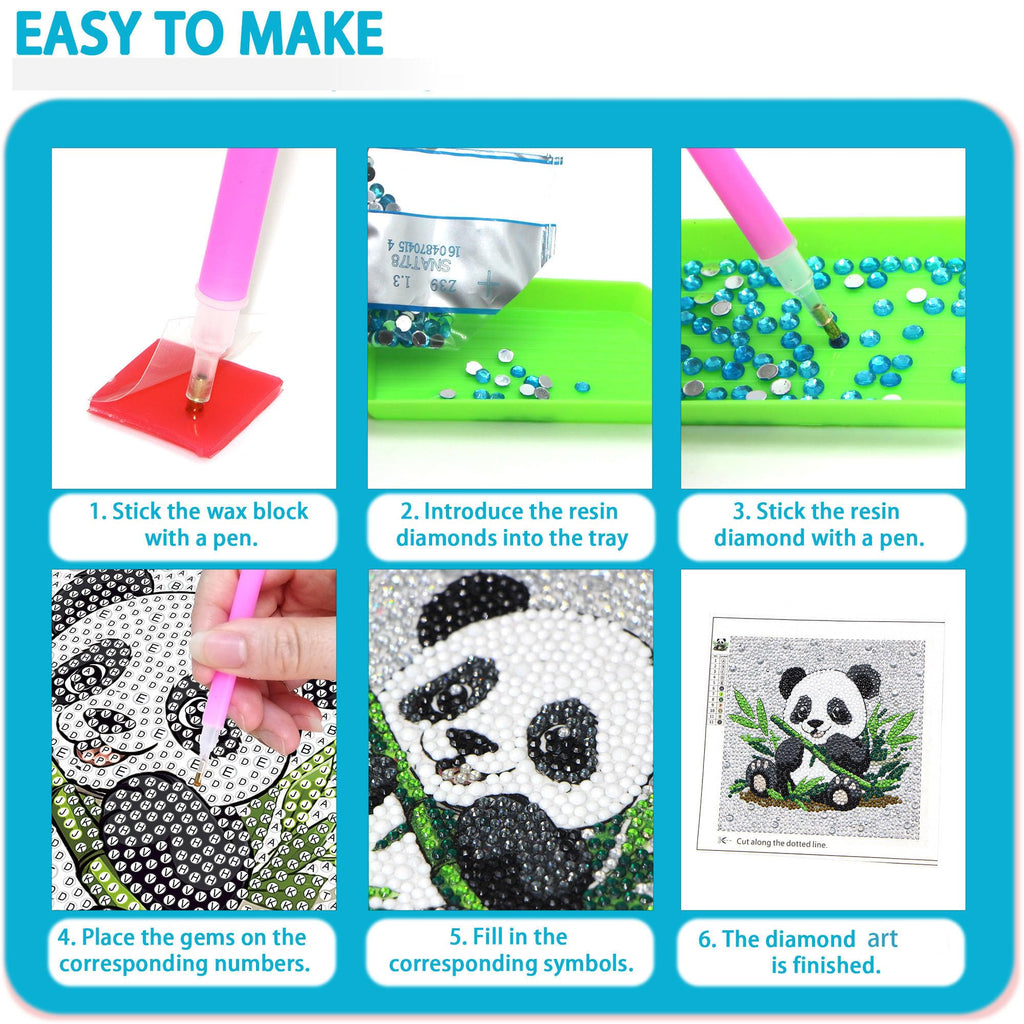 Libfx Diamond Art Kits for Kids 4-Pack – Penguin & Panda Designs for Ages 8-12