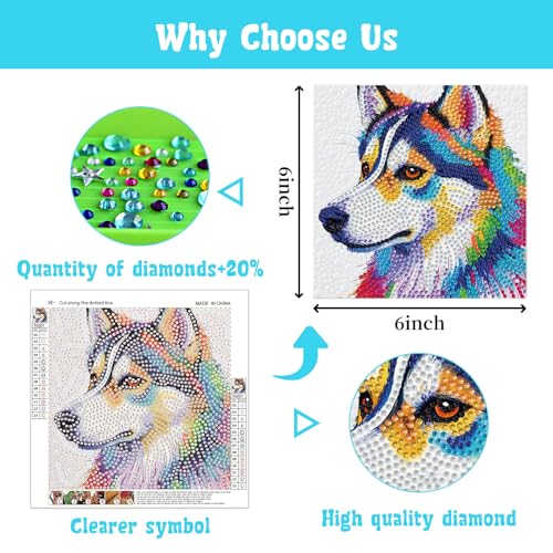 Libfx Diamond Art Kits for Kids 4-Pack – Tiger, Leopard, Owl, Dog Designs – Beginner-Friendly Craft for Ages 8-12