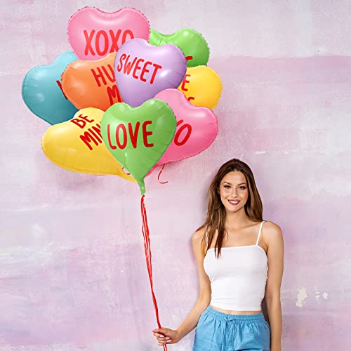 Libima 12-Pack Valentine's Day Heart Balloons 18 Inch Foil - Colorful XOXO Love Sweet Be Mine Kiss Me Hug Me Decor
