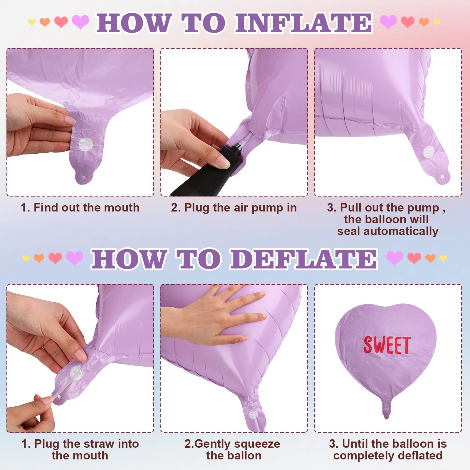 Libima 12-Pack Valentine's Day Heart Balloons 18 Inch Foil - Colorful XOXO Love Sweet Be Mine Kiss Me Hug Me Decor