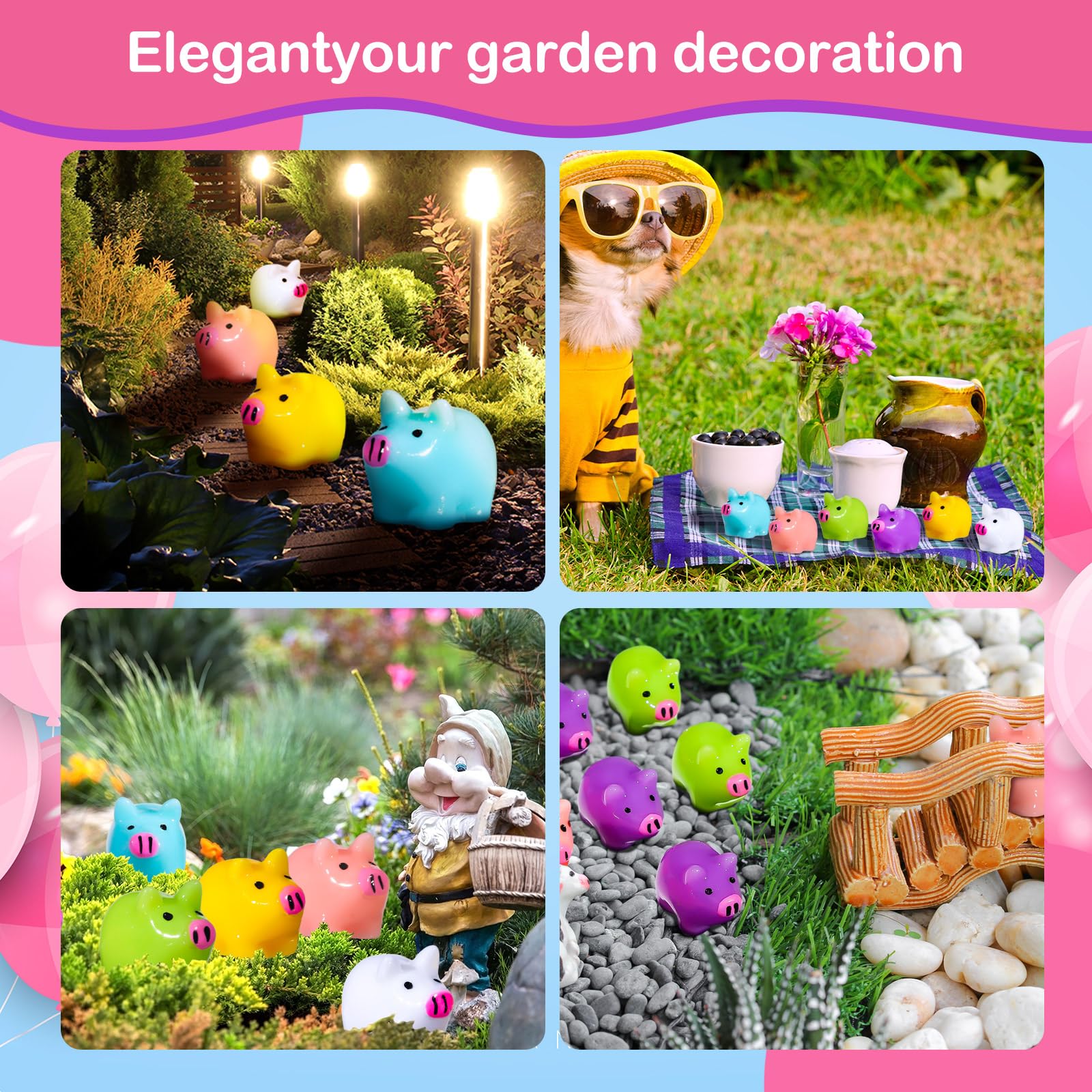 Libima 120 Mini Resin Pigs – Cute Tiny Pig Figurines for Crafts, Cake Toppers, and Miniature Gardens