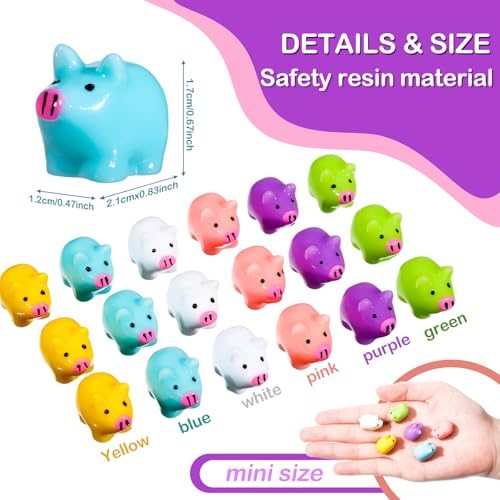 Libima 120 Mini Resin Pigs – Cute Tiny Pig Figurines for Crafts, Cake Toppers, and Miniature Gardens