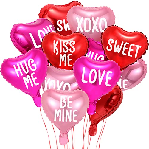 Libima 48-Piece Heart Foil Balloons Set – 10 Inch Valentine's Day Decorations with Romantic Messages