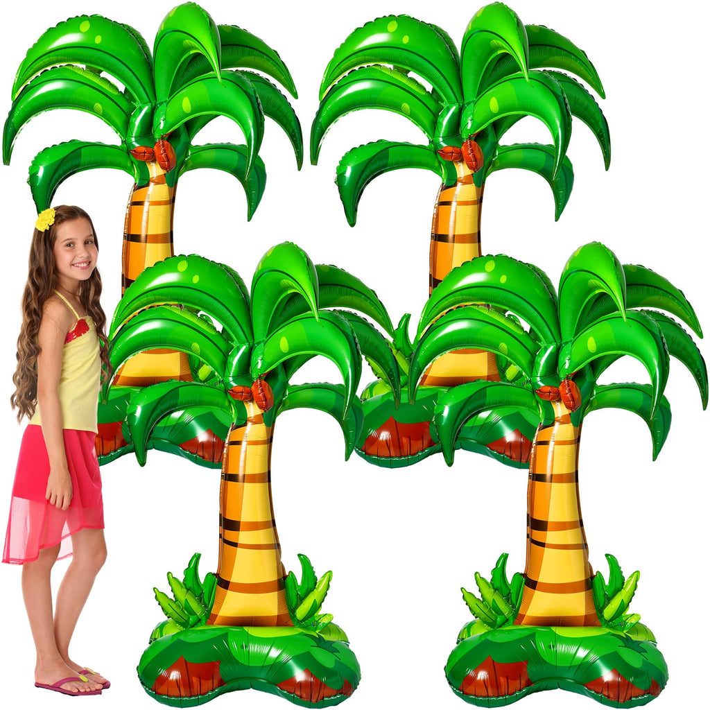 Libima 52-Inch Inflatable Palm Trees (2-Pack) - Tropical Foil Balloons for Hawaiian Luau Beach Party Decorations