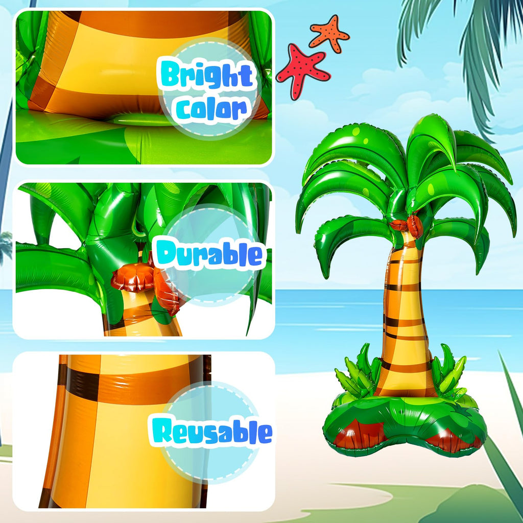 Libima 52-Inch Inflatable Palm Trees (2-Pack) - Tropical Foil Balloons for Hawaiian Luau Beach Party Decorations
