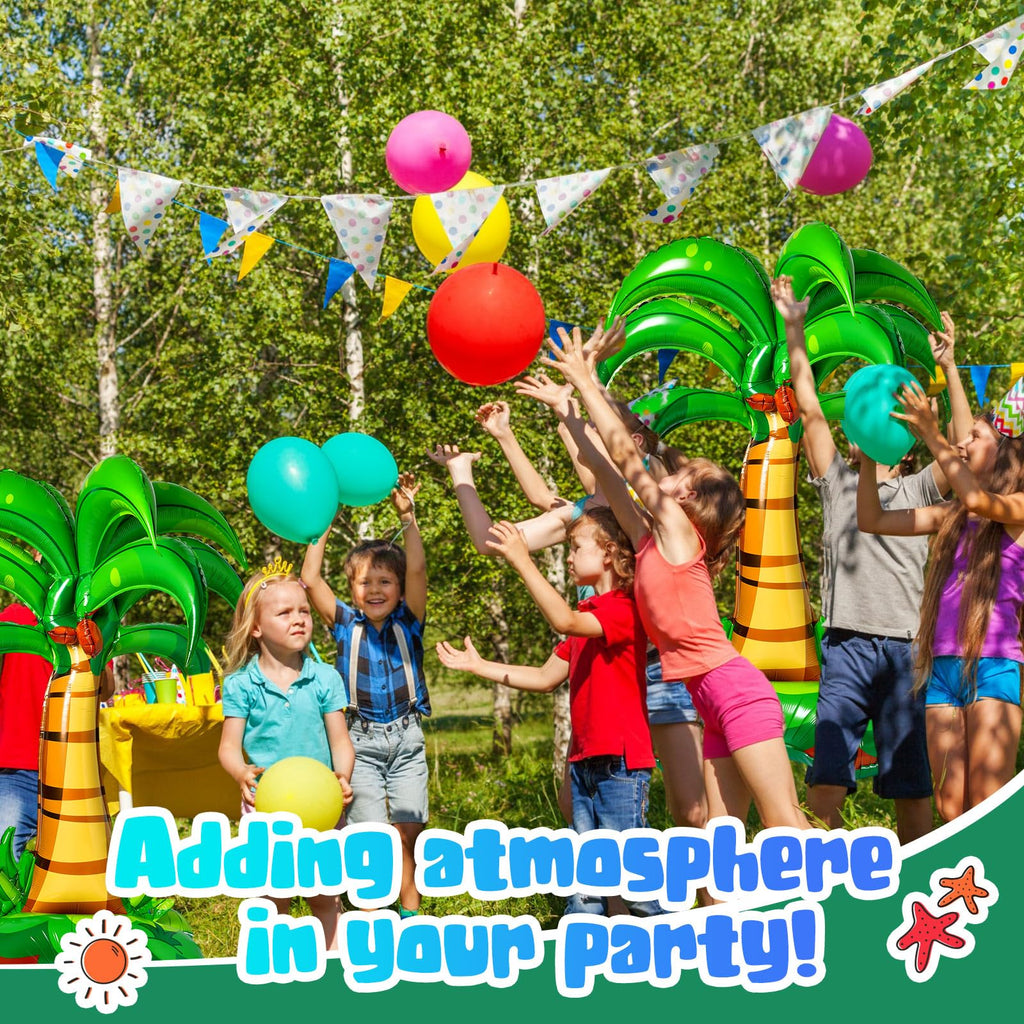 Libima 52-Inch Inflatable Palm Trees (2-Pack) - Tropical Foil Balloons for Hawaiian Luau Beach Party Decorations