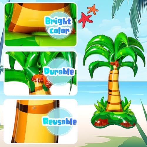 Libima 52-Inch Inflatable Palm Trees (2-Pack) - Tropical Foil Balloons for Hawaiian Luau Beach Party Decorations