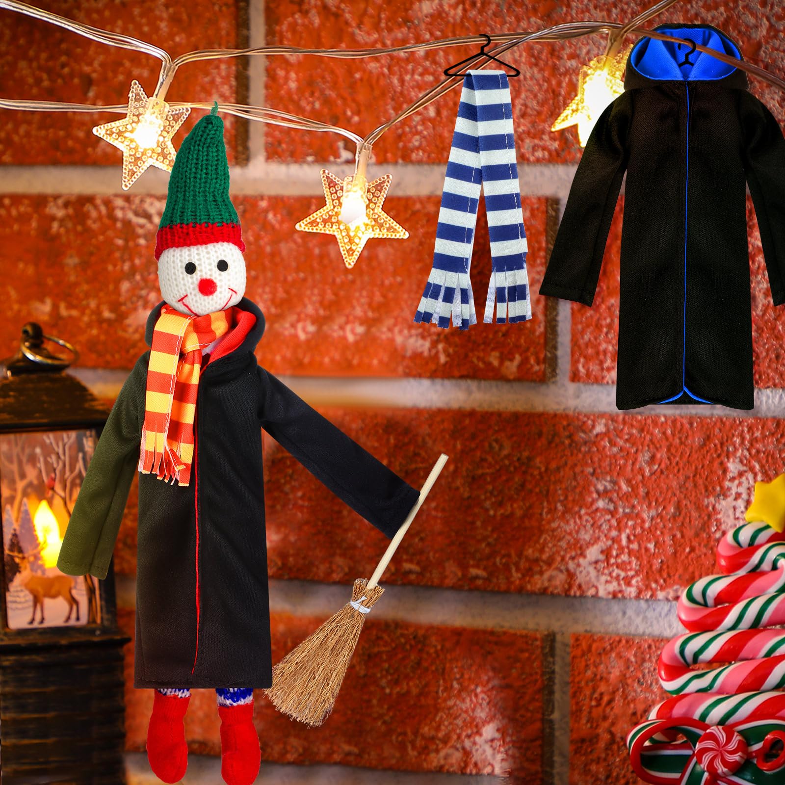 Libima 6-Piece Wizard Doll Costume Set – Mini Robes, Scarves & Broom for 12-Inch Dolls