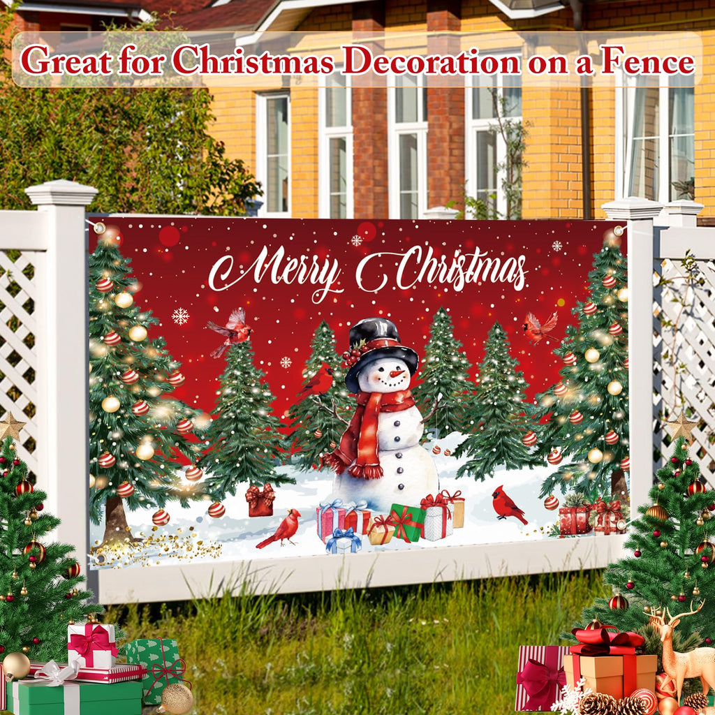 LifeisLuck 3-Piece Christmas Banner Set: 71"x43" Backdrop & 2 Porch Signs with Ribbon, Indoor/Outdoor Decor
