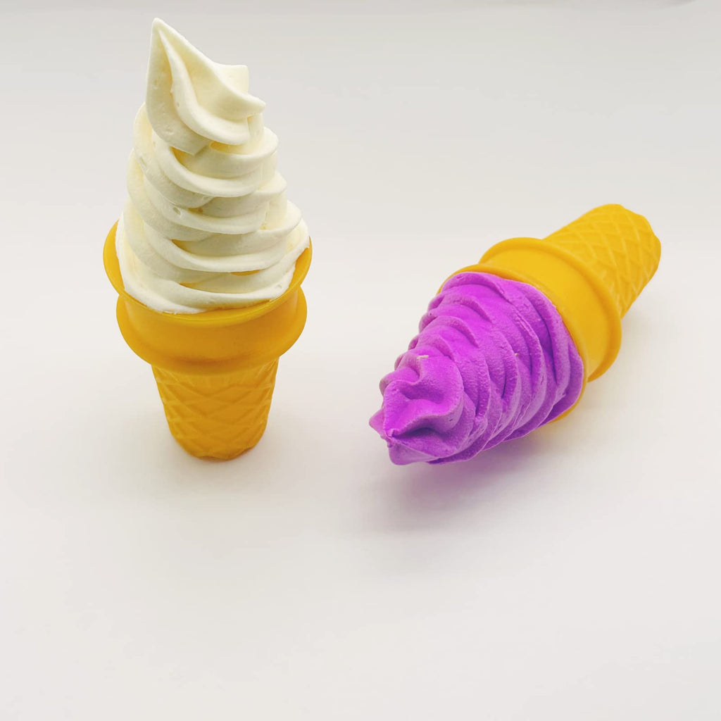 Lifelike Fake Ice Cream Cones (2-Pack) - White & Purple PVC/PVA Decor for Home, Parties, Photography Props, 5.7 Inches