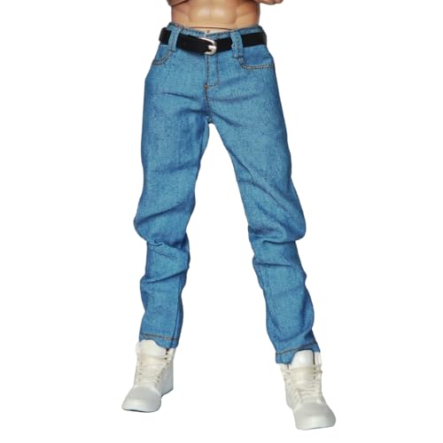 Light Blue 1/6 Scale Classic Jeans and Belt for 12-Inch Action Figures