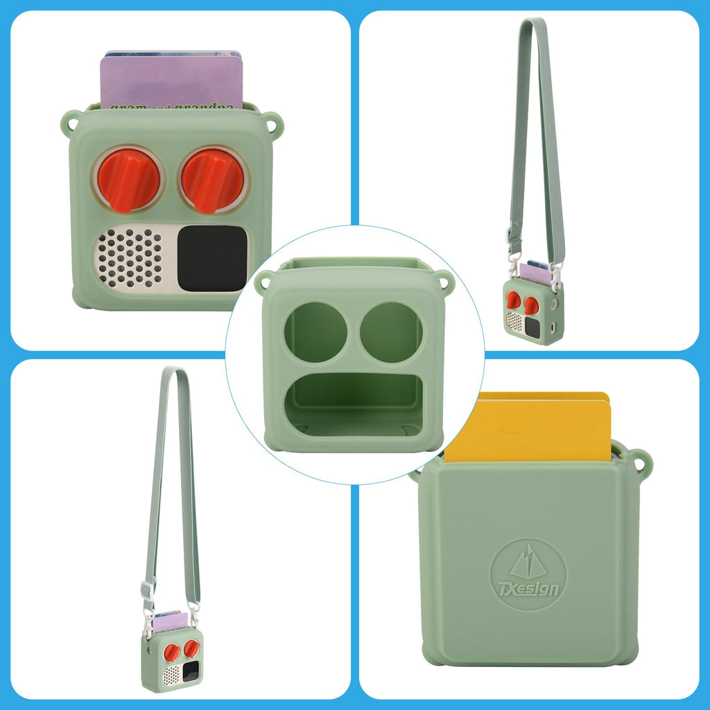 Light Green Silicone Case for Yoto Mini (2024) with Adjustable Strap and Card Slot