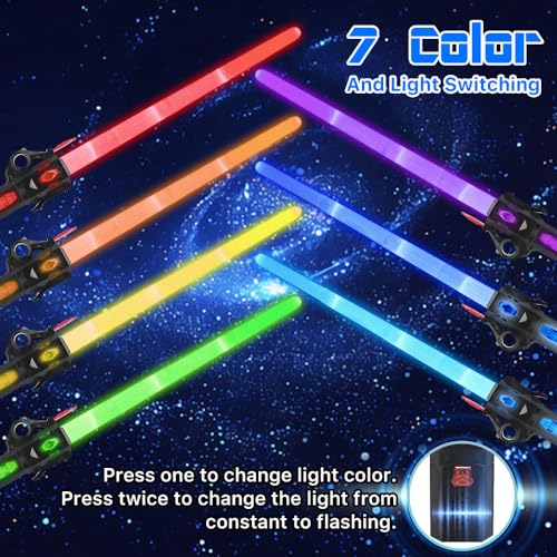Light Up Sword for Kids – Retractable Blade, 7 Colors, Sound Effects, USB-C Rechargeable