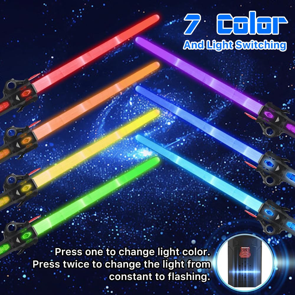 Light Up Sword for Kids – Retractable Blade, 7 Colors, Sound Effects, USB-C Rechargeable