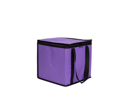 Lightweight Board Game Bag (Purple) – 12-Inch Cube, Zippered Lid, Water-Resistant Non-Woven Fabric with Wraparound Handles