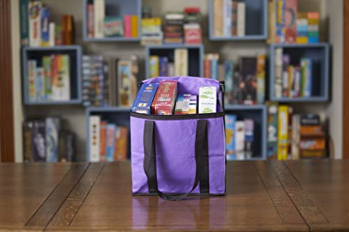 Lightweight Board Game Bag (Purple) – 12-Inch Cube, Zippered Lid, Water-Resistant Non-Woven Fabric with Wraparound Handles