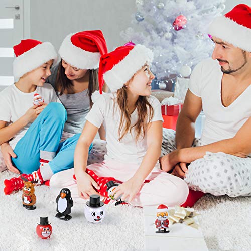 LIHAO 12-Pack Christmas Wind Up Toys – Assorted Santa, Reindeer, Snowman & Penguin Clockwork Toys for Party Favors and Stocking Stuffers