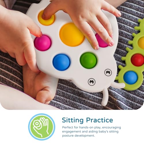 LiKee Fidget Popper Sensory Toy for Babies 10+ Months, Push Pop Bubble Busy Board for Fine Motor Skills, Travel-Friendly Stress Relief