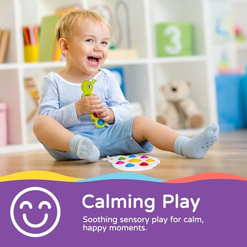 LiKee Fidget Popper Sensory Toy for Babies 10+ Months, Push Pop Bubble Busy Board for Fine Motor Skills, Travel-Friendly Stress Relief