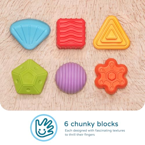 LiKee Shape Sorter Activity Cube for 1-Year-Olds - Multi Sensory Blocks with Textures, Fine Motor Skills Toy