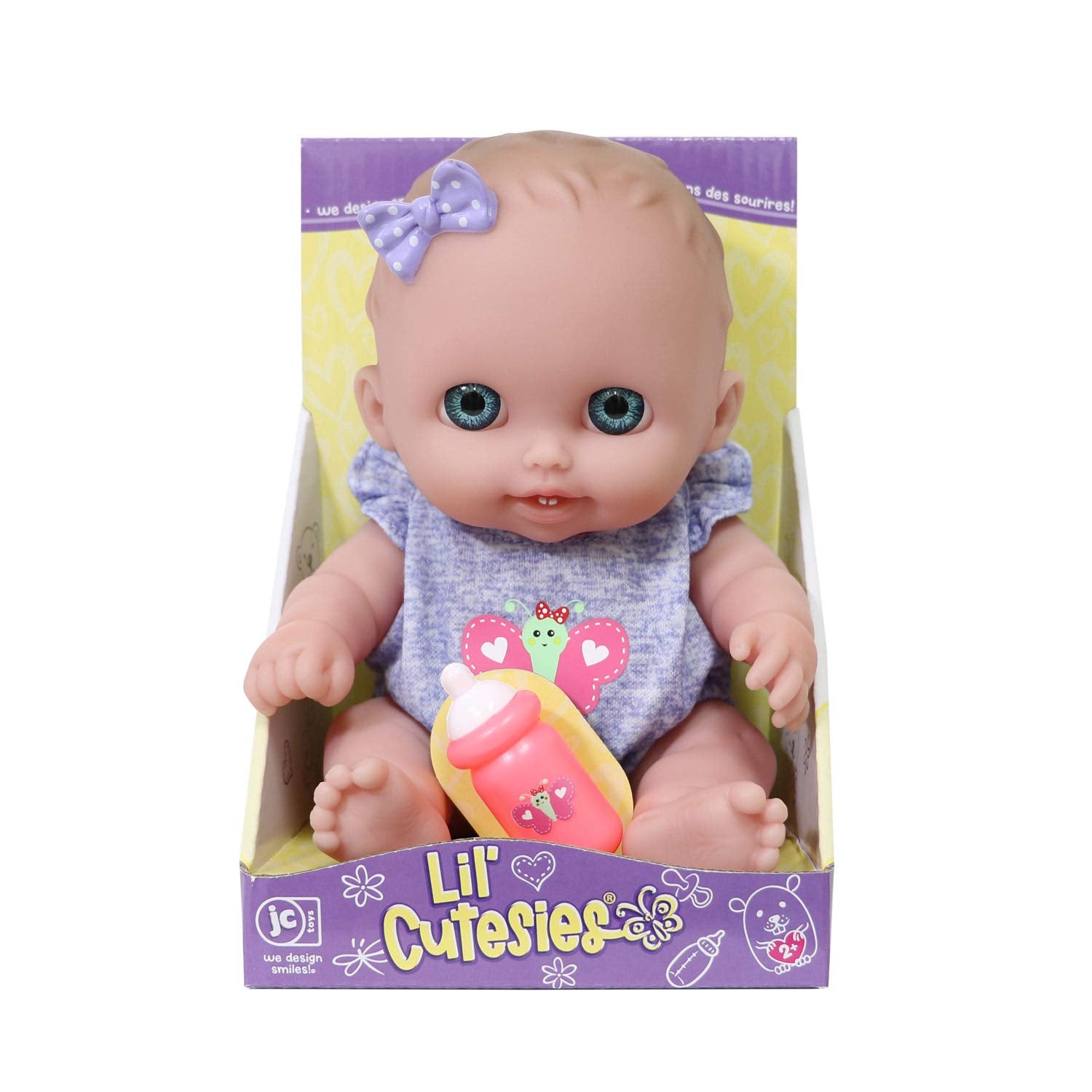 Lil Cutesies 8.5" All Vinyl Baby Doll by JC Toys - Lulu with Blue Eyes, Posable & Washable, Ages 2+