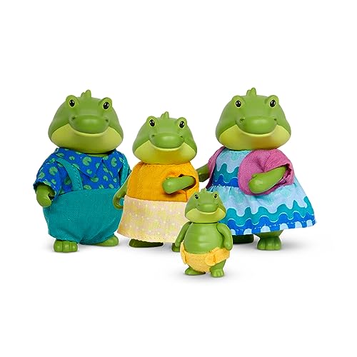 Li'l Woodzeez Bogglesby Alligator Family – Set of 4 Posable Alligator Figures with Storybook for Imaginative Play