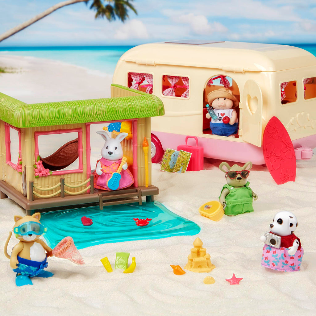 Li'l Woodzeez Friendz Club Backyard Set – 4 Posable Animal Dolls for Creative Pretend Play Ages 3+