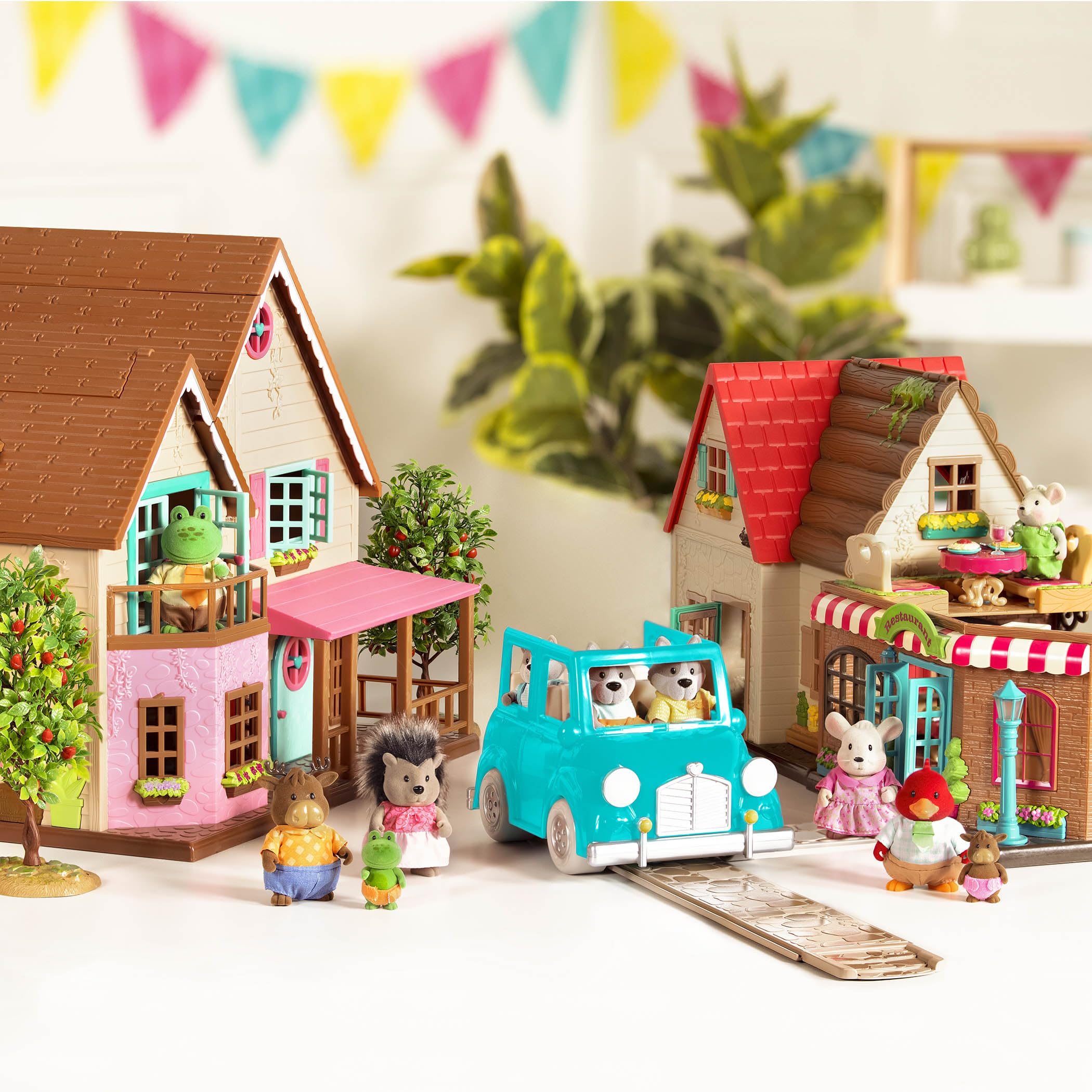 Li'l Woodzeez Friendz Club Backyard Set – 4 Posable Animal Dolls for Creative Pretend Play Ages 3+