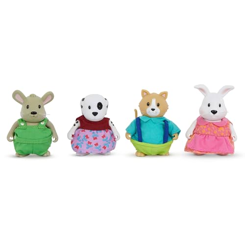 Li'l Woodzeez Friendz Club Backyard Set – 4 Posable Animal Dolls for Creative Pretend Play Ages 3+
