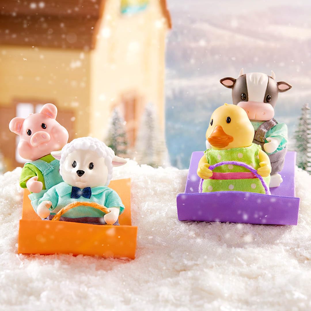 Li'l Woodzeez Friendz Club Farm Set – 4 Posable Farm Animal Figures for Kids 3+