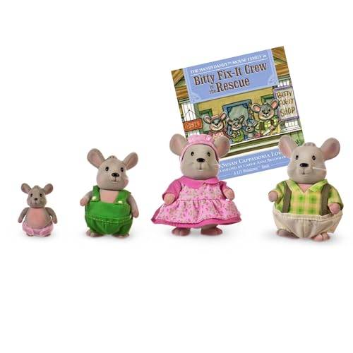 Li'l Woodzeez Handydandy Mice Family Set – 4 Mouse Figures with Storybook for Imaginative Play
