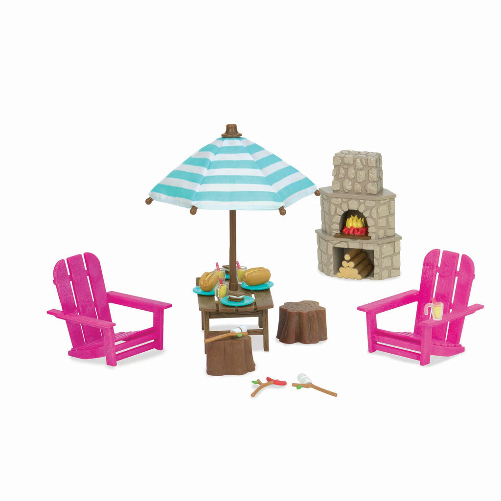 Li'l Woodzeez Outdoor Patio Playset – 12-Piece Doll Furniture for Animal Figurines, Ages 3+