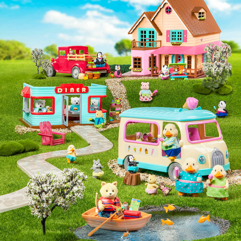 Li'l Woodzeez Outdoor Patio Playset – 12-Piece Doll Furniture for Animal Figurines, Ages 3+