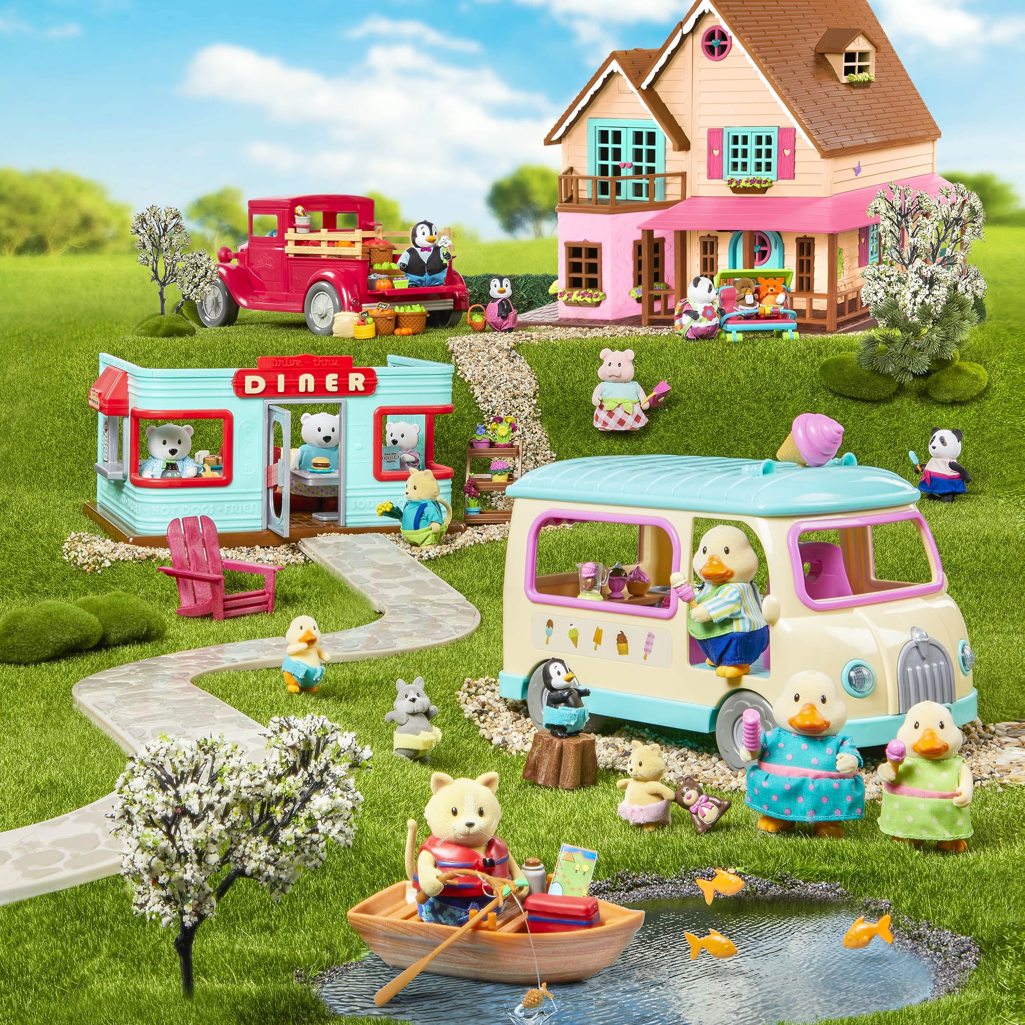 Li'l Woodzeez Outdoor Patio Playset – 12-Piece Doll Furniture for Animal Figurines, Ages 3+